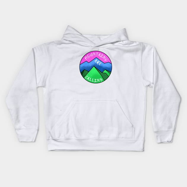 Mountains are Calling (Pink sky) Kids Hoodie by Mey Designs